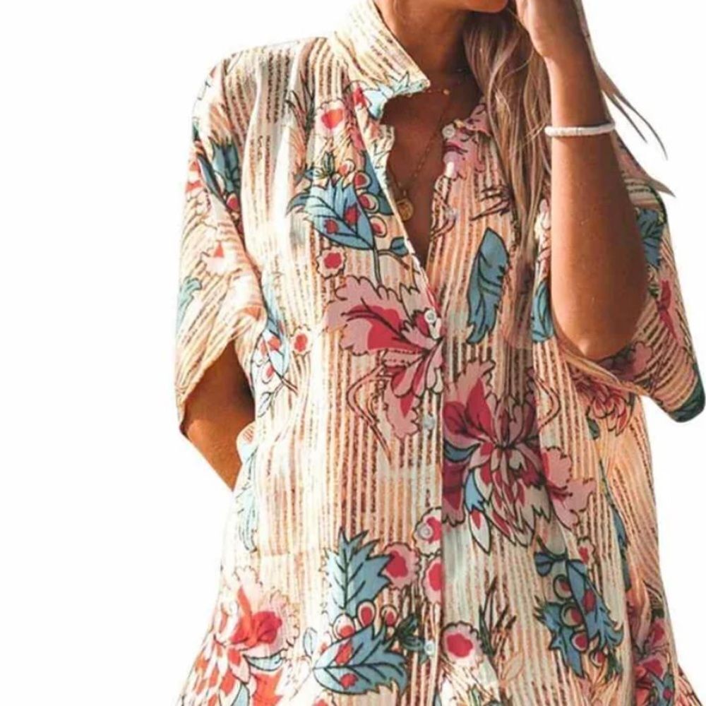 Cupshe Os Oversized Collared Button Front Stripe … - image 5